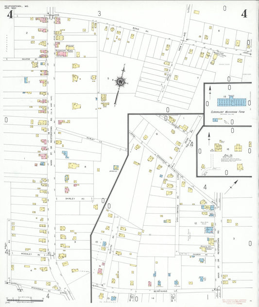 Sanborn Fire Insurance Map from Reisterstown, Baltimore County, Maryland (1950), Sheet #0004 - Historic Sanborn Fire Insurance Map Print, vintage old map wall art