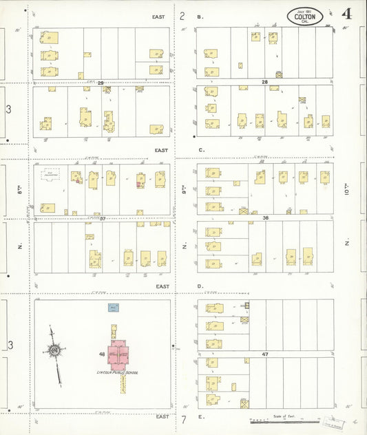 Sanborn Fire Insurance Map from Colton, San Bernardino County, California (1911), Sheet #0004 - Historic Sanborn Fire Insurance Map Print, vintage old map wall art, antique decor, genealogy gift, California California map