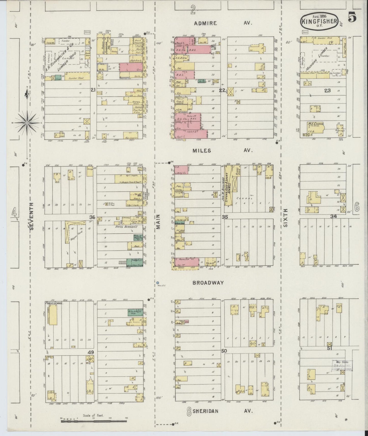 Sanborn Fire Insurance Map from Kingfisher, Kingfisher County, Oklahoma (1895), Sheet #0005 - Complete Map Set gallery image, historic Sanborn map, vintage wall art, Oklahoma Oklahoma