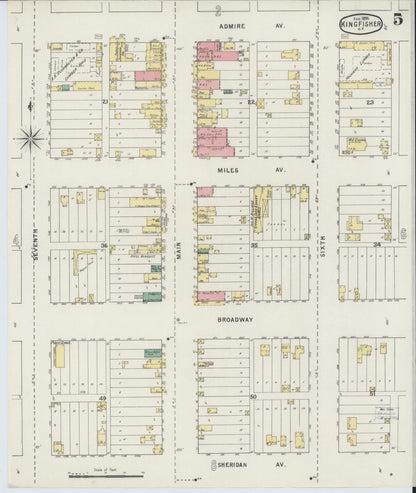 Sanborn Fire Insurance Map from Kingfisher, Kingfisher County, Oklahoma (1895), Sheet #0005 - Complete Map Set gallery image, historic Sanborn map, vintage wall art, Oklahoma Oklahoma