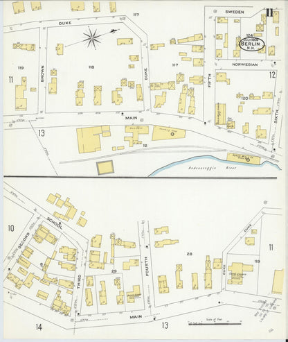 Sanborn Fire Insurance Map from Berlin, Coos County, New Hampshire (1909), Sheet #0011 - Complete Map Set gallery image, historic Sanborn map, vintage wall art, New Hampshire New Hampshire