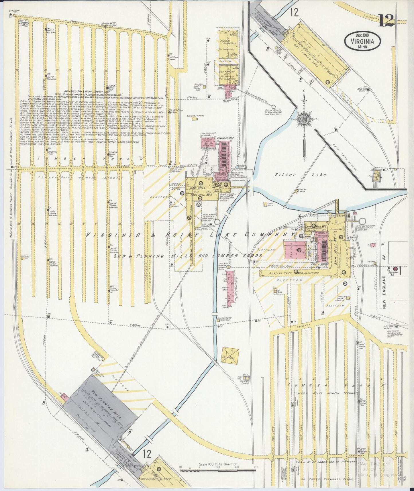 Sanborn Fire Insurance Map from Virginia, Saint Louis County, Minnesota (1910), Sheet #0012 - Complete Map Set gallery image, historic Sanborn map, vintage wall art, Minnesota Minnesota