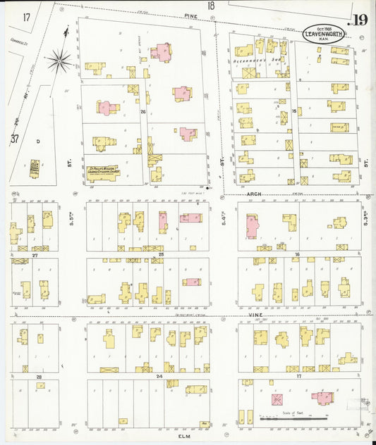 Sanborn Fire Insurance Map from Leavenworth, Leavenworth County, Kansas (1905), Sheet #0020 - Historic Sanborn Fire Insurance Map Print, vintage old map wall art, antique decor, genealogy gift, Kansas Kansas map