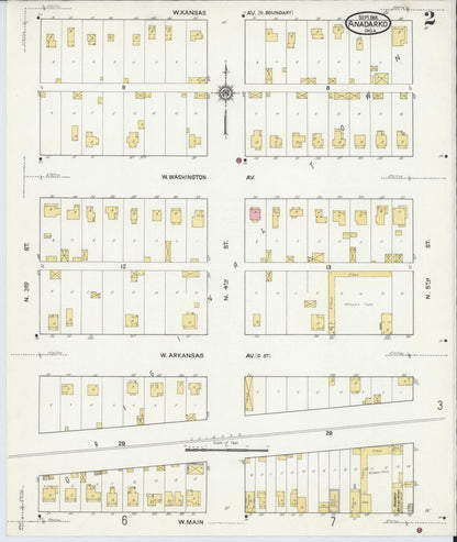 Sanborn Fire Insurance Map from Anadarko, Caddo County, Oklahoma (1916), Sheet #0002 - Complete Map Set gallery image, historic Sanborn map, vintage wall art, Oklahoma Oklahoma