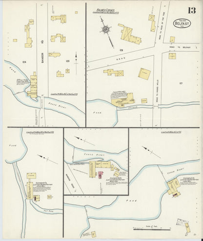 Sanborn Fire Insurance Map from Belfast, Waldo County, Maine (1912), Sheet #0013 - Complete Map Set gallery image, historic Sanborn map, vintage wall art, Maine Maine