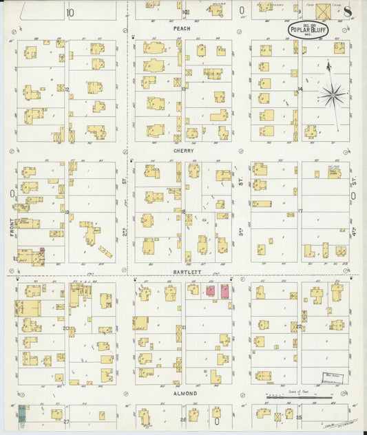 Sanborn Fire Insurance Map from Poplar Bluff, Butler County, Missouri (1901), Sheet #0008 - Historic Sanborn Fire Insurance Map Print, vintage old map wall art, antique decor, genealogy gift, Missouri Missouri map