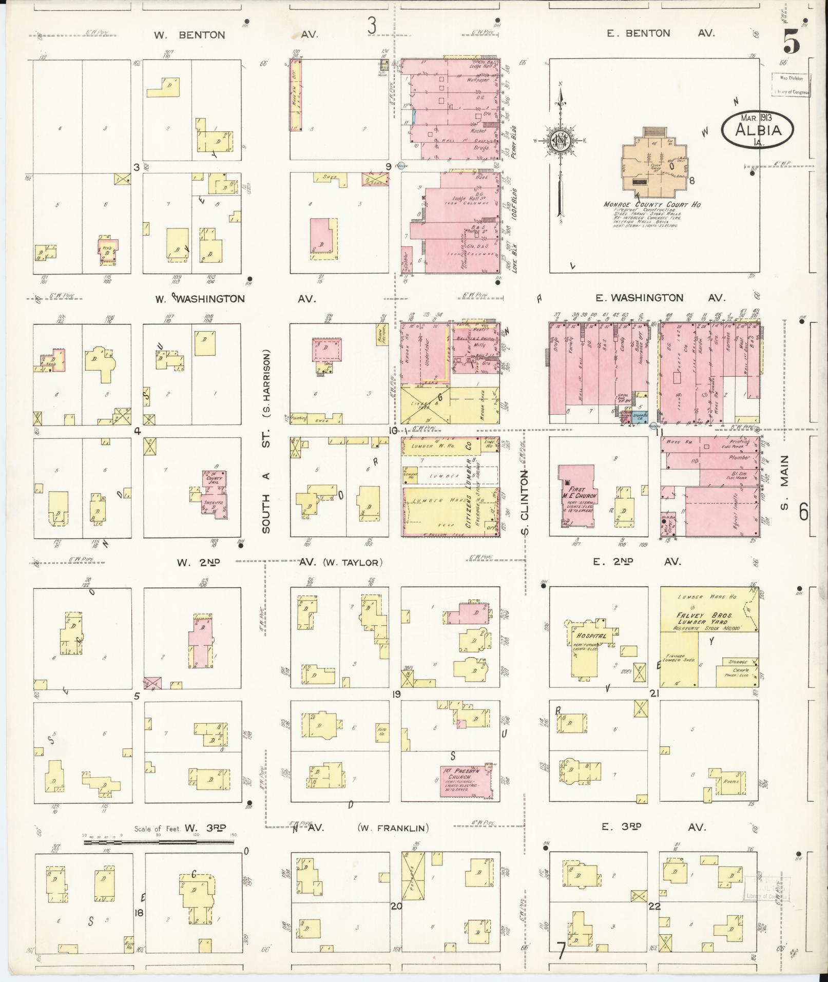 Sanborn Fire Insurance Map from Albia, Monroe County, Iowa (1913), Sheet #0005 - Historic Sanborn Fire Insurance Map Print