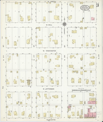 Sanborn Fire Insurance Map from Girard, Macoupin County, Illinois (1914), Sheet #0003 - Complete Map Set gallery image, historic Sanborn map, vintage wall art, Illinois Illinois