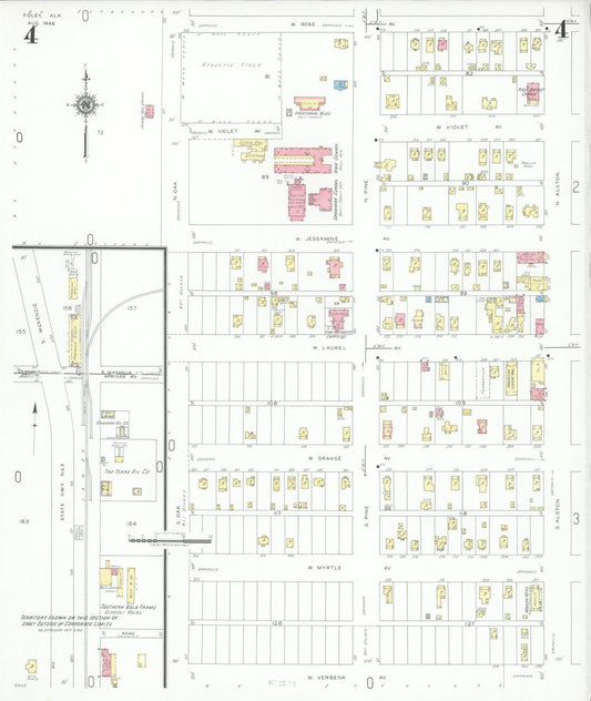 Sanborn Fire Insurance Map from Foley, Baldwin County, Alabama (1946), Sheet #0004 - Historic Sanborn Fire Insurance Map Print, vintage old map wall art, antique decor, genealogy gift, Alabama Alabama map