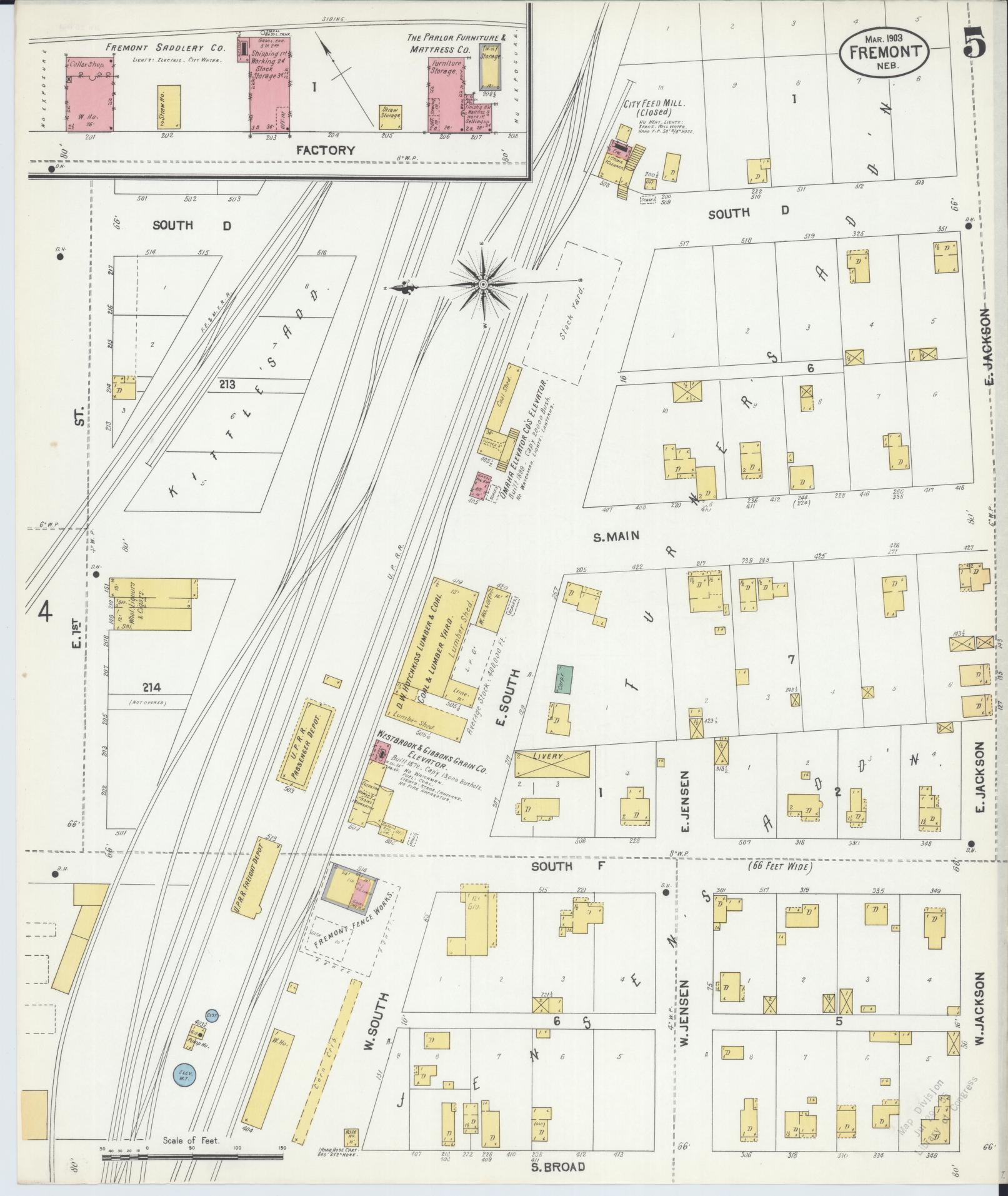 Sanborn Fire Insurance Map from Fremont, Dodge County, Nebraska (1903), Sheet #0005 - Complete Map Set gallery image, historic Sanborn map, vintage wall art, Nebraska Nebraska