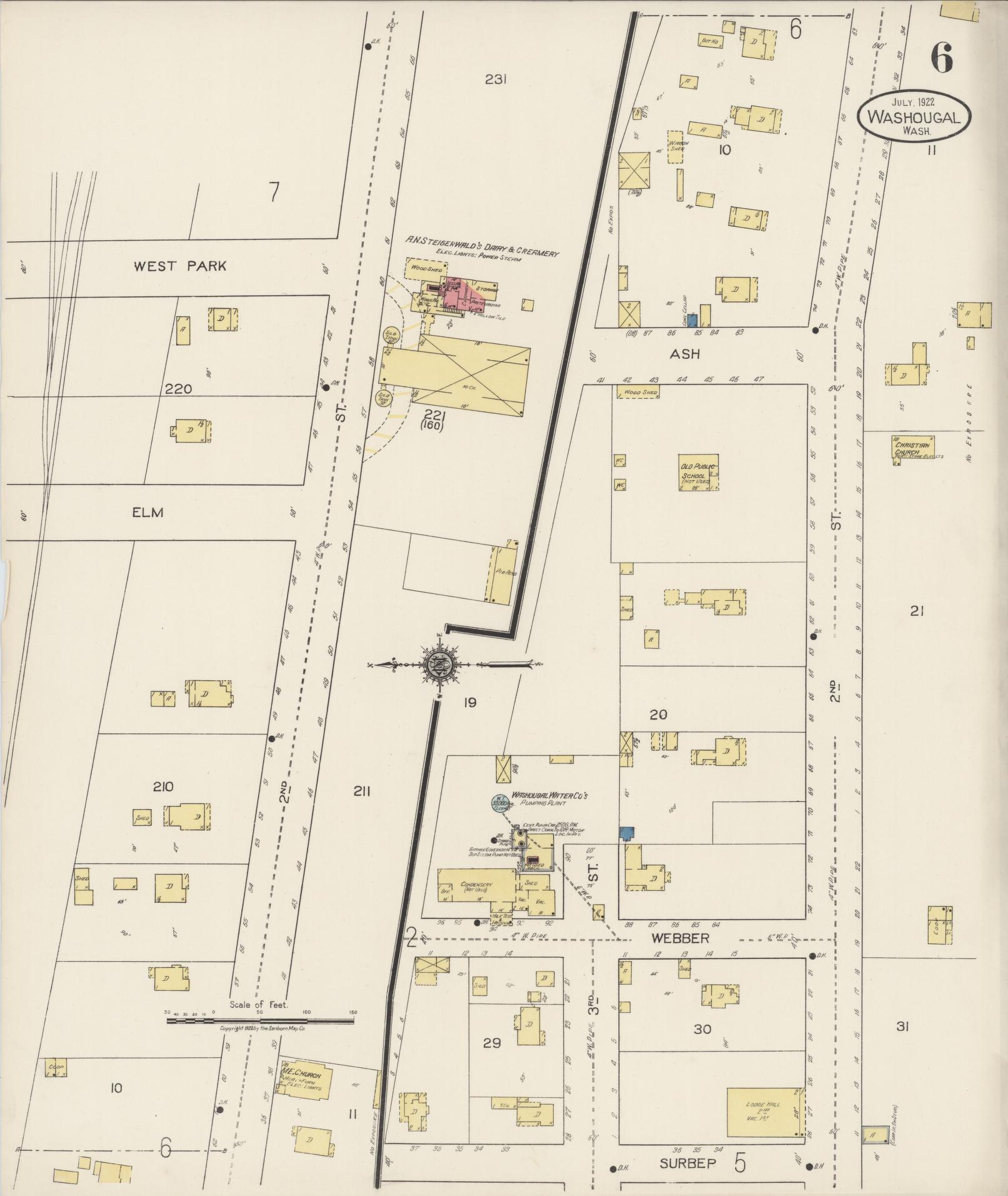 Sanborn Fire Insurance Map from Washougal, Clark County, Washington (1922), Sheet #0006 - Complete Map Set gallery image, historic Sanborn map, vintage wall art, Washington Washington