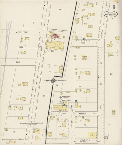 Sanborn Fire Insurance Map from Washougal, Clark County, Washington (1922), Sheet #0006 - Complete Map Set gallery image, historic Sanborn map, vintage wall art, Washington Washington