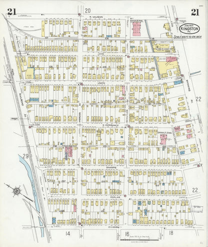 Sanborn Fire Insurance Map from Kingston, Luzerne County, Pennsylvania (1925), Sheet #0021 - Historic Sanborn Fire Insurance Map Print, vintage old map wall art, antique decor, genealogy gift, Pennsylvania Pennsylvania map