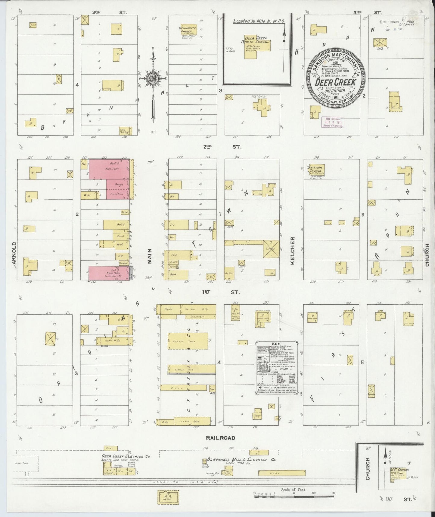 Sanborn Fire Insurance Map from Deer Creek, Grant County, Oklahoma (1911), Sheet #0001 - Historic Sanborn Fire Insurance Map Print, vintage old map wall art, antique decor, genealogy gift, Oklahoma Oklahoma map