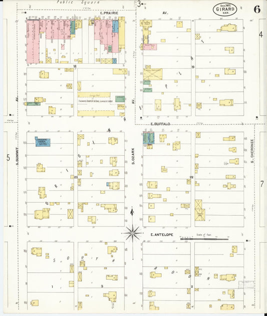 Sanborn Fire Insurance Map from Girard, Crawford County, Kansas (1902), Sheet #0006 - Historic Sanborn Fire Insurance Map Print, vintage old map wall art, antique decor, genealogy gift, Kansas Kansas map