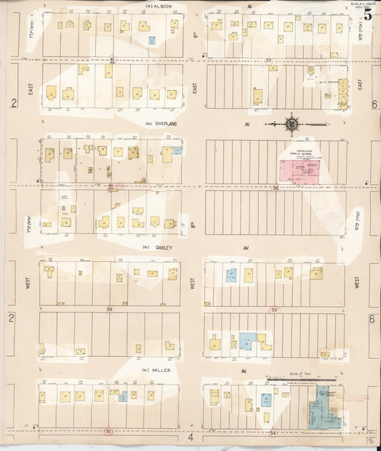 Sanborn Fire Insurance Map from Burley, Cassia County, Idaho (1949), Sheet #0005 - Historic Sanborn Fire Insurance Map Print, vintage old map wall art, antique decor, genealogy gift, Idaho Idaho map