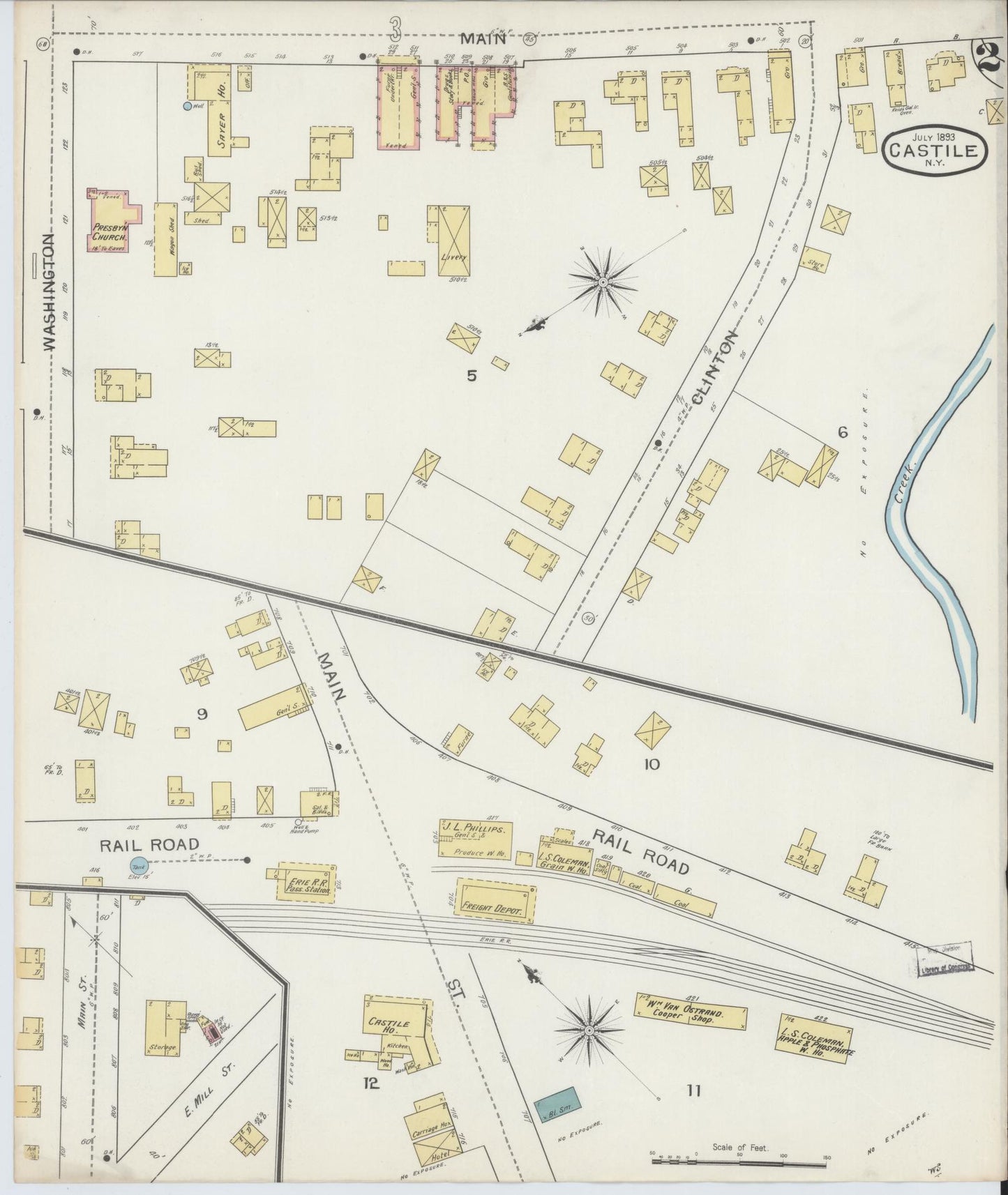 Sanborn Fire Insurance Map from Castile, Wyoming County, New York (1893), Sheet #0002 - Complete Map Set gallery image, historic Sanborn map, vintage wall art, Castile Wyoming