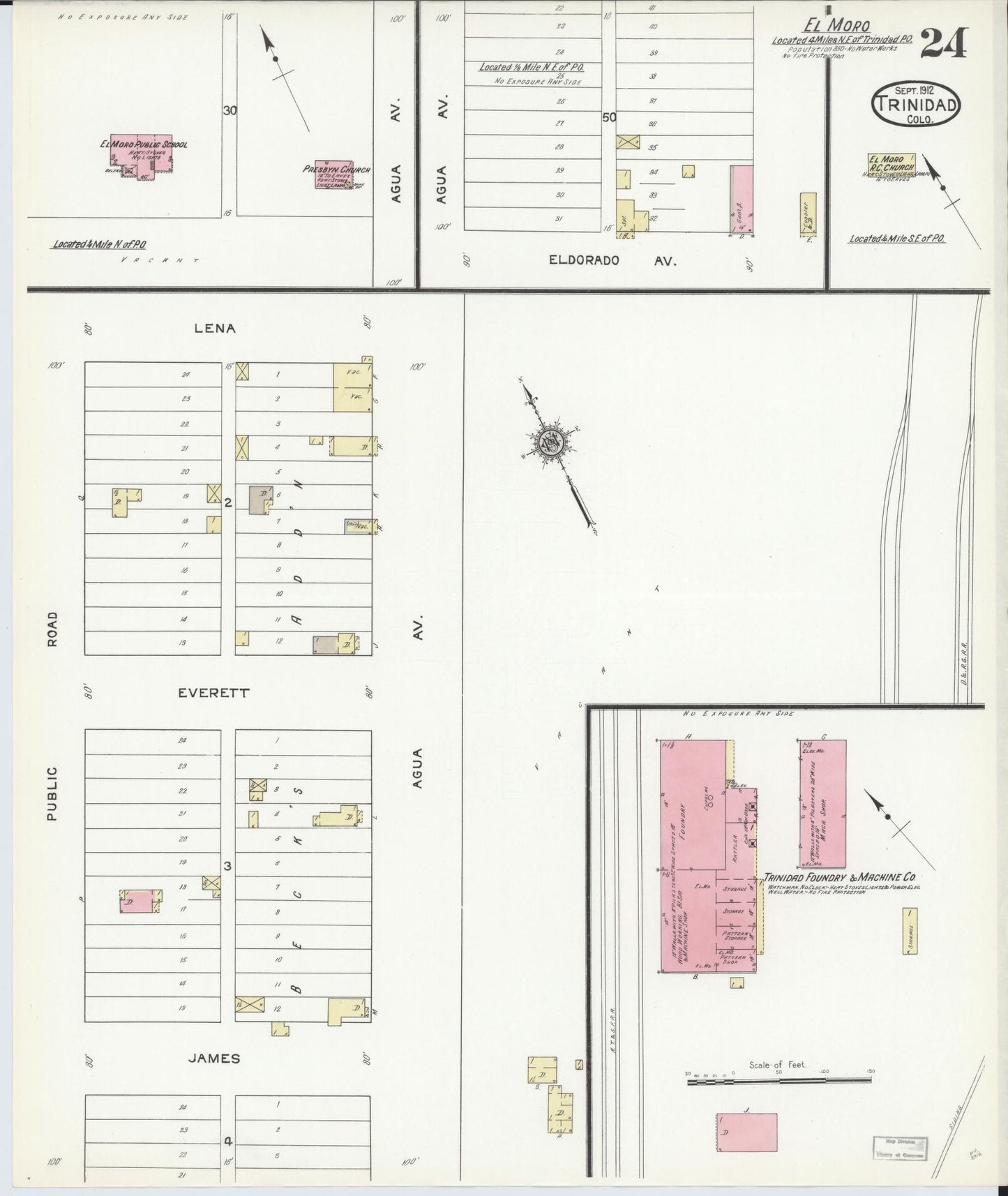Sanborn Fire Insurance Map from Trinidad, Las Animas County, Colorado (1912), Sheet #0024 - Complete Map Set gallery image, historic Sanborn map, vintage wall art, Colorado Colorado
