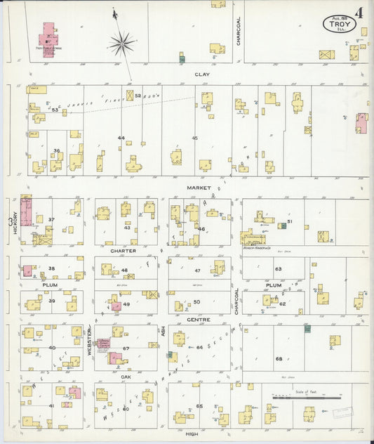 Sanborn Fire Insurance Map from Troy, Madison County, Illinois (1909), Sheet #0004 - Historic Sanborn Fire Insurance Map Print, vintage old map wall art, antique decor, genealogy gift, Illinois Illinois map