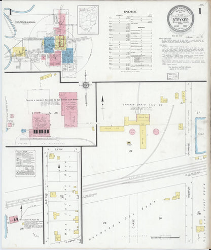 Sanborn Fire Insurance Map from Stryker, Williams County, Ohio (1930), Sheet #0001 - Historic Sanborn Fire Insurance Map Print, vintage old map wall art, antique decor, genealogy gift, Ohio Ohio map