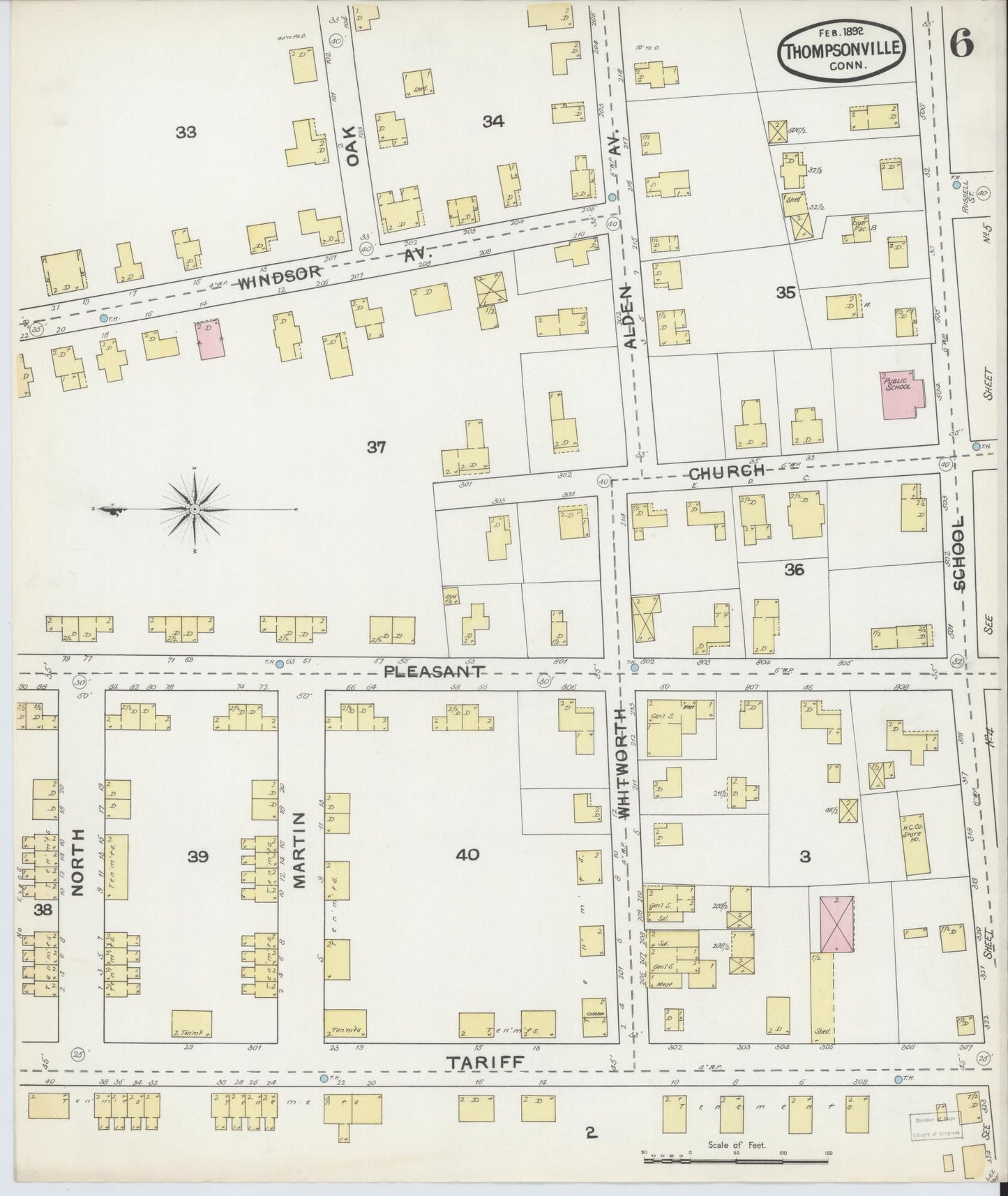 Sanborn Fire Insurance Map from Thompsonville, Hartford County, Connecticut (1892), Sheet #0006 - Complete Map Set gallery image, historic Sanborn map, vintage wall art, Connecticut Connecticut