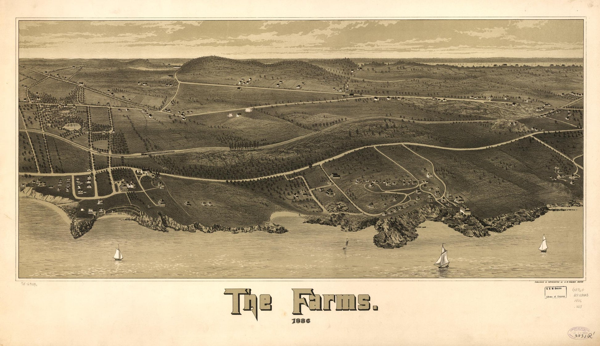 The Farms. 1886. (1886) – Historic Bird’s-Eye View Panorama Print