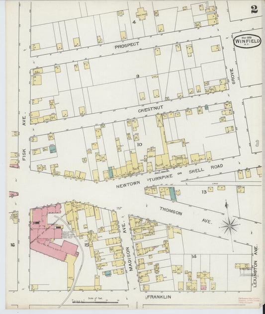 Sanborn Fire Insurance Map from Winfield, Queens County, New York (1893), Sheet #0002 - Historic Sanborn Fire Insurance Map Print, vintage old map wall art, antique decor, genealogy gift, New York New York map
