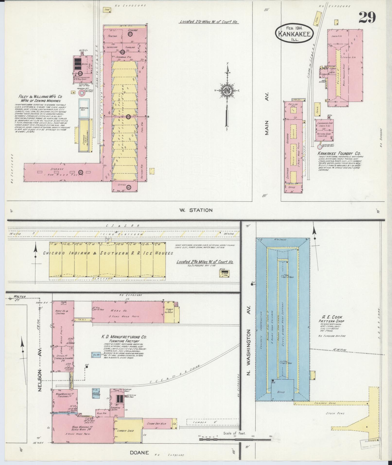 Sanborn Fire Insurance Map from Kankakee, Kankakee County, Illinois (1914), Sheet #0029 - Complete Map Set gallery image, historic Sanborn map, vintage wall art, Illinois Illinois