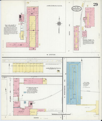 Sanborn Fire Insurance Map from Kankakee, Kankakee County, Illinois (1914), Sheet #0029 - Complete Map Set gallery image, historic Sanborn map, vintage wall art, Illinois Illinois