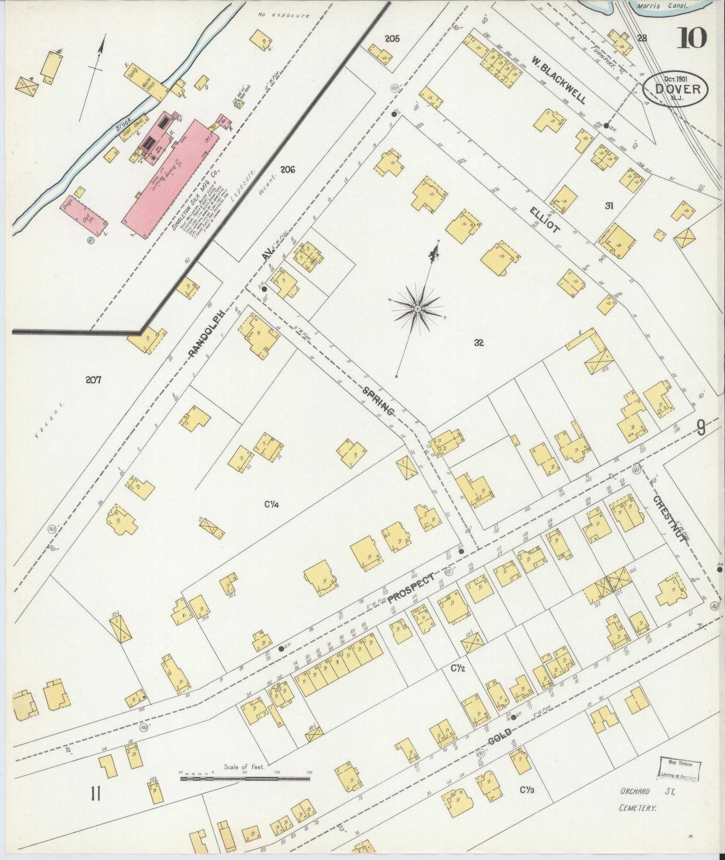 Sanborn Fire Insurance Map from Dover, Morris County, New Jersey (1900), Sheet #0010 - Historic Sanborn Fire Insurance Map Print, vintage old map wall art, antique decor, genealogy gift, New Jersey New Jersey map