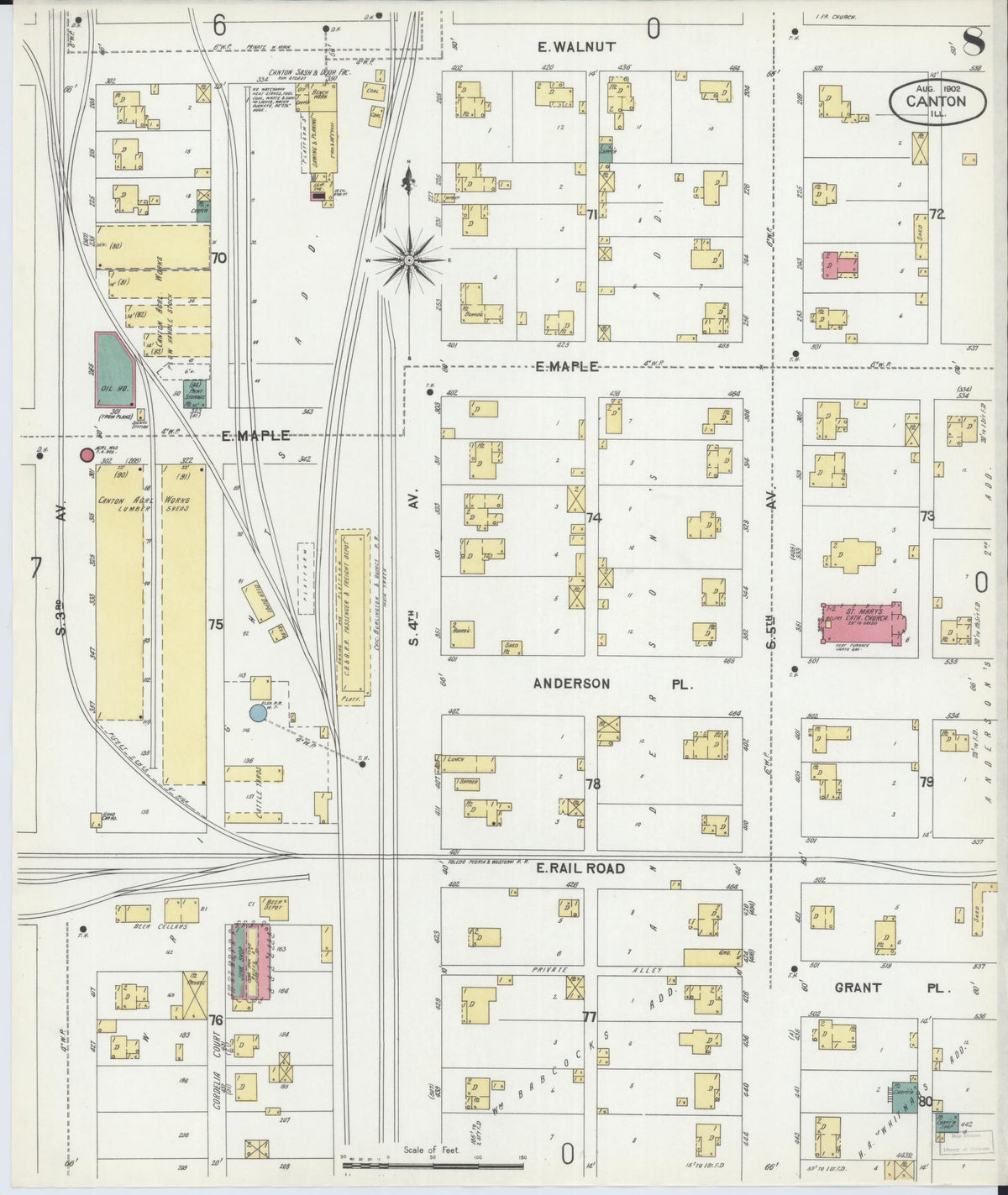 Sanborn Fire Insurance Map from Canton, Fulton County, Illinois (1902), Sheet #0008 - Historic Sanborn Fire Insurance Map Print, vintage old map wall art, antique decor, genealogy gift, Illinois Illinois map