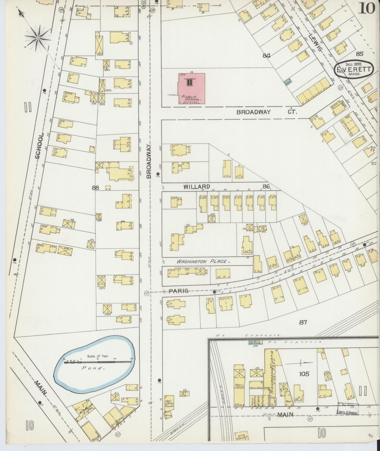 Sanborn Fire Insurance Map from Everett, Middlesex County, Massachusetts (1892), Sheet #0010 - Complete Map Set gallery image, historic Sanborn map, vintage wall art, Massachusetts Massachusetts