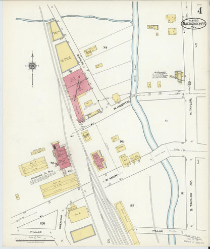 Sanborn Fire Insurance Map from Nacogdoches, Nacogdoches County, Texas (1921), Sheet #0004 - Complete Map Set gallery image, historic Sanborn map, vintage wall art, Texas Texas