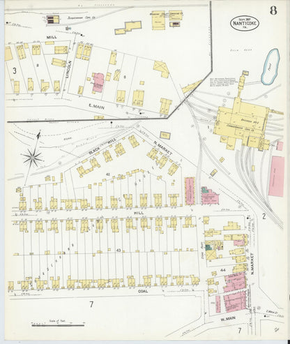 Sanborn Fire Insurance Map from Nanticoke, Luzerne County, Pennsylvania (1907), Sheet #0008 - Historic Sanborn Fire Insurance Map Print, vintage old map wall art, antique decor, genealogy gift, Pennsylvania Pennsylvania map