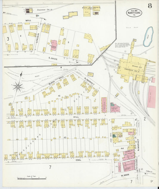 Sanborn Fire Insurance Map from Nanticoke, Luzerne County, Pennsylvania (1907), Sheet #0008 - Historic Sanborn Fire Insurance Map Print, vintage old map wall art, antique decor, genealogy gift, Pennsylvania Pennsylvania map