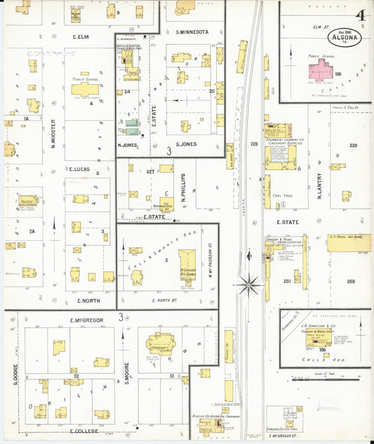 Sanborn Fire Insurance Map from Algona, Kossuth County, Iowa (1900), Sheet #0004 - Historic Sanborn Fire Insurance Map Print, vintage old map wall art