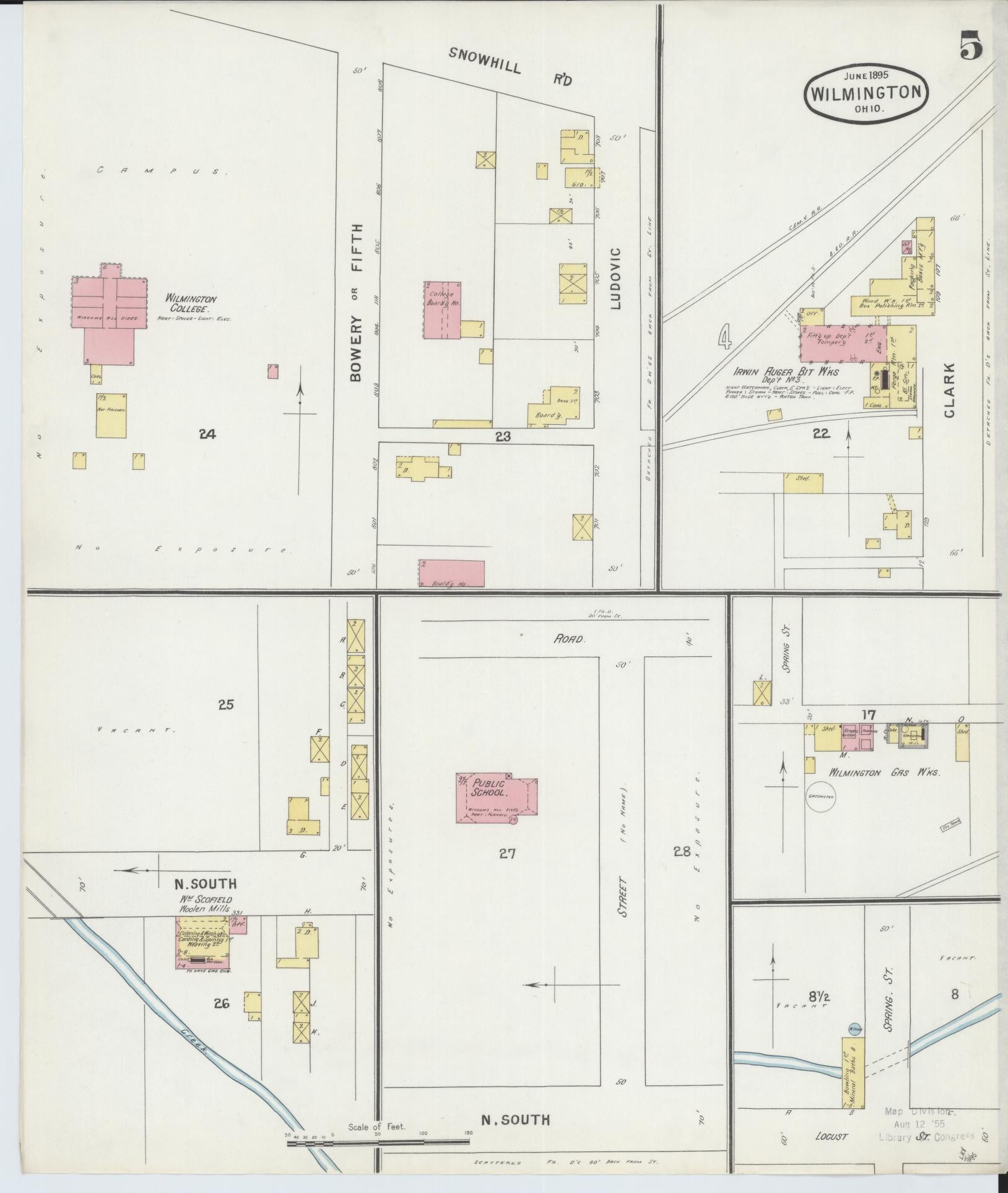 Sanborn Fire Insurance Map from Wilmington, Clinton County, Ohio (1895), Sheet #0005 - Complete Map Set gallery image, historic Sanborn map, vintage wall art, Ohio Ohio