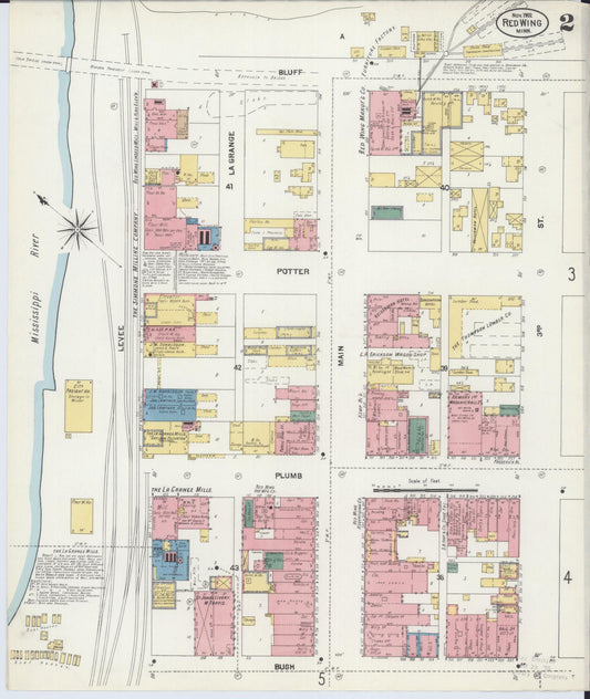 Sanborn Fire Insurance Map from Red Wing, Goodhue County, Minnesota (1902), Sheet #0002 - Historic Sanborn Fire Insurance Map Print, vintage old map wall art, antique decor, genealogy gift, Minnesota Minnesota map