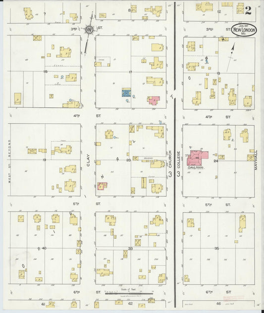 Sanborn Fire Insurance Map from New London, Ralls County, Missouri (1917), Sheet #0002 - Historic Sanborn Fire Insurance Map Print, vintage old map wall art, antique decor, genealogy gift, Missouri Missouri map