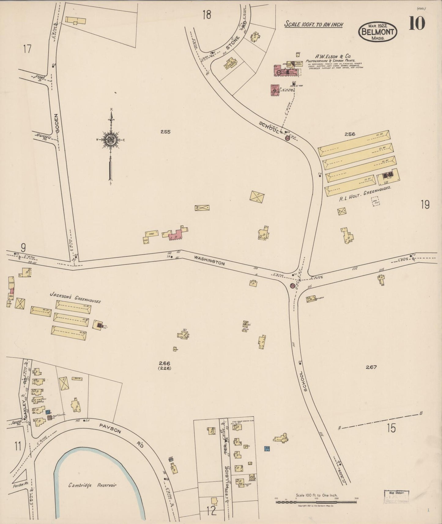Sanborn Fire Insurance Map from Belmont, Middlesex County, Massachusetts (1922), Sheet #0010 - Complete Map Set gallery image, historic Sanborn map, vintage wall art, Massachusetts Massachusetts