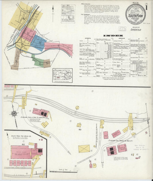 Sanborn Fire Insurance Map from South Fork, Cambria County, Pennsylvania (1916), Sheet #0001 - Historic Sanborn Fire Insurance Map Print, vintage old map wall art, antique decor, genealogy gift, Pennsylvania Pennsylvania map
