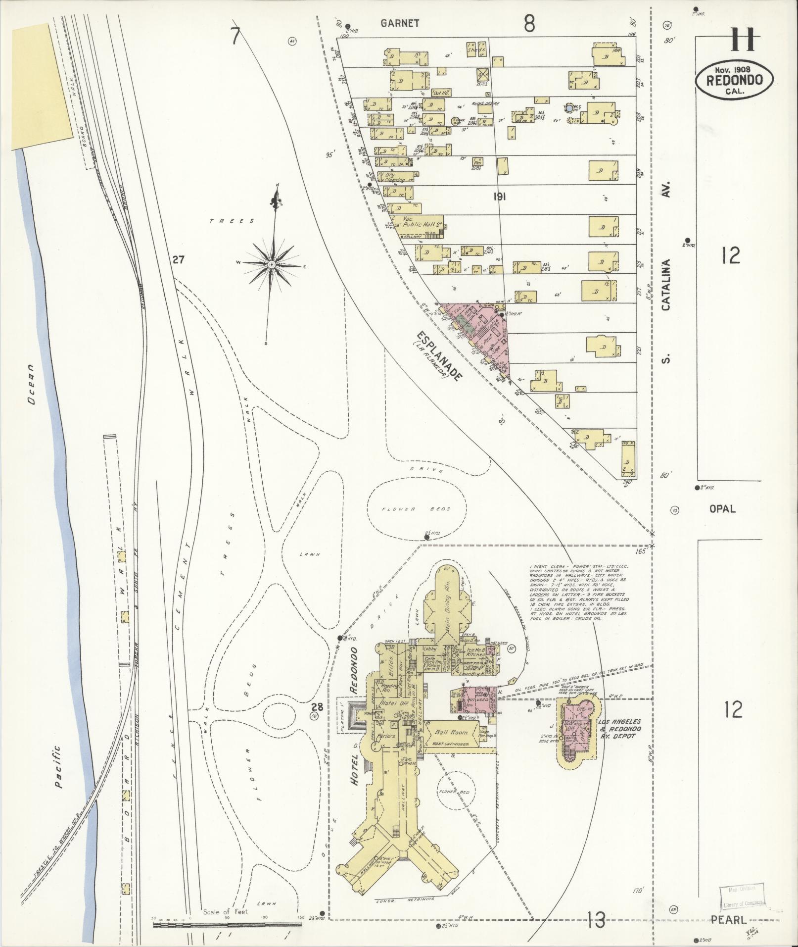 Sanborn Fire Insurance Map from Redondo Beach, Los Angeles County, California (1908), Sheet #0011 - Complete Map Set gallery image, historic Sanborn map, vintage wall art, California California