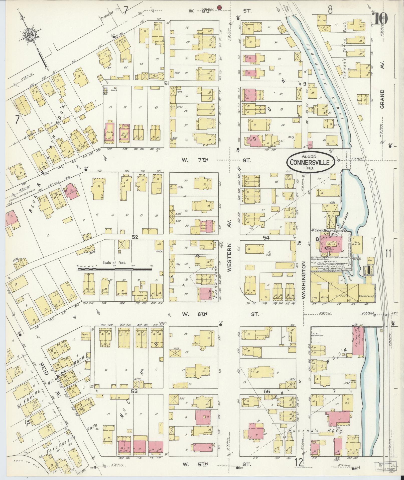 Sanborn Fire Insurance Map from Connersville, Fayette County, Indiana (1913), Sheet #0010 - Complete Map Set gallery image, historic Sanborn map, vintage wall art, Indiana Indiana