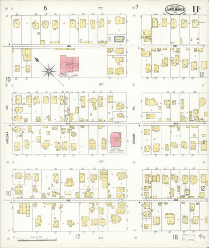 Sanborn Fire Insurance Map from Santa Monica, Los Angeles County, California (1909), Sheet #0011 - Complete Map Set gallery image, historic Sanborn map, vintage wall art, California California