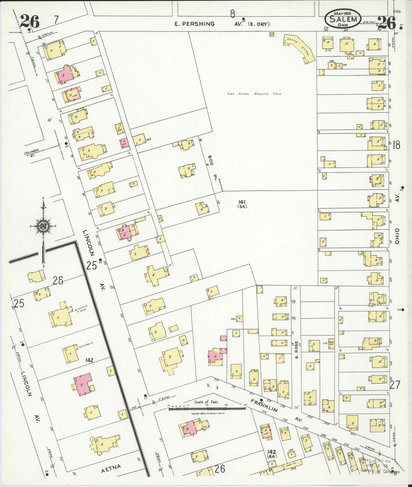 Sanborn Fire Insurance Map from Salem, Columbiana County, Ohio (1926), Sheet #0026 - Complete Map Set gallery image, historic Sanborn map, vintage wall art, Ohio Ohio