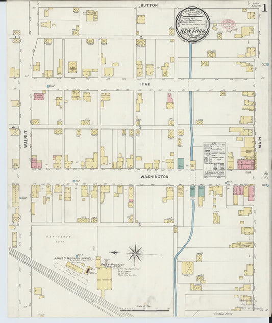 Sanborn Fire Insurance Map from New Paris, Preble County, Ohio (1895), Sheet #0001 - Historic Sanborn Fire Insurance Map Print, vintage old map wall art, antique decor, genealogy gift, Ohio Ohio map