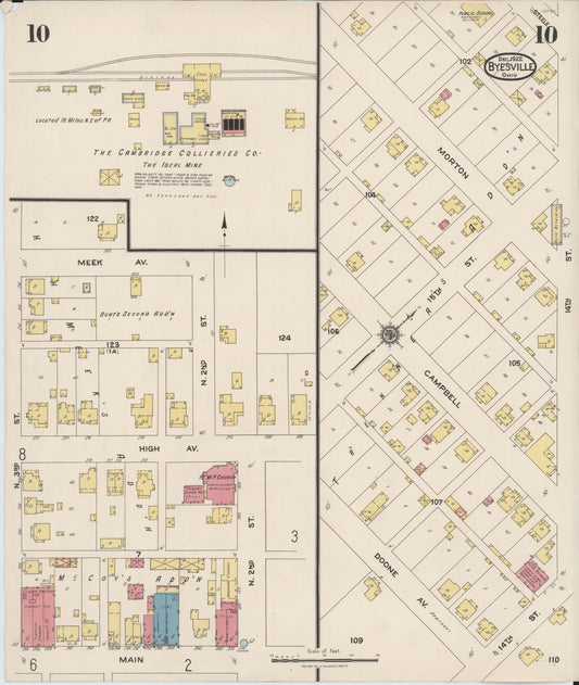 Sanborn Fire Insurance Map from Byesville, Guernsey County, Ohio (1922), Sheet #0010 - Historic Sanborn Fire Insurance Map Print, vintage old map wall art, antique decor, genealogy gift, Ohio Ohio map