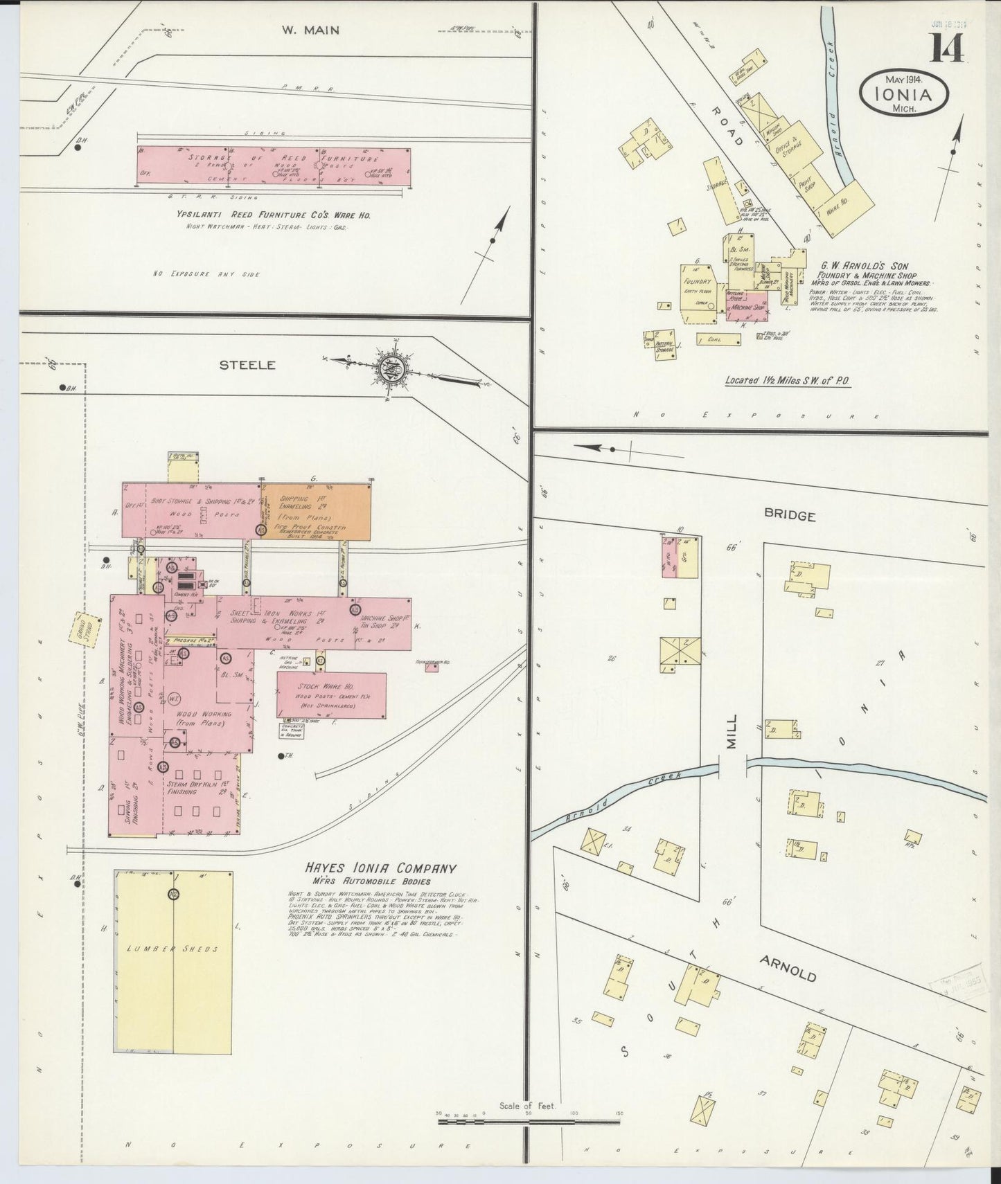 Sanborn Fire Insurance Map from Ionia, Ionia County, Michigan (1914), Sheet #0014 - Complete Map Set gallery image, historic Sanborn map, vintage wall art, Michigan Michigan