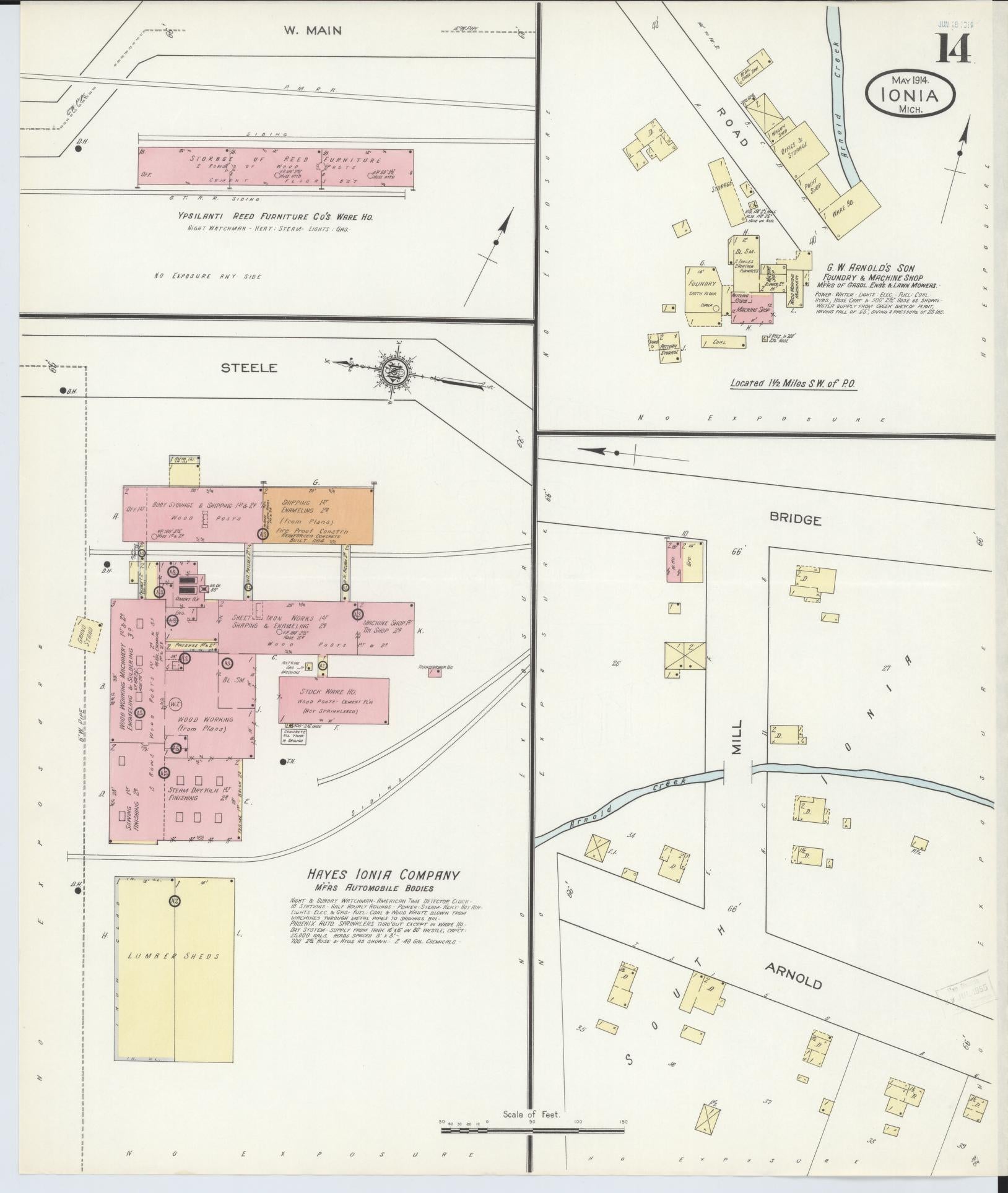 Sanborn Fire Insurance Map from Ionia, Ionia County, Michigan (1914), Sheet #0014 - Complete Map Set gallery image, historic Sanborn map, vintage wall art, Michigan Michigan