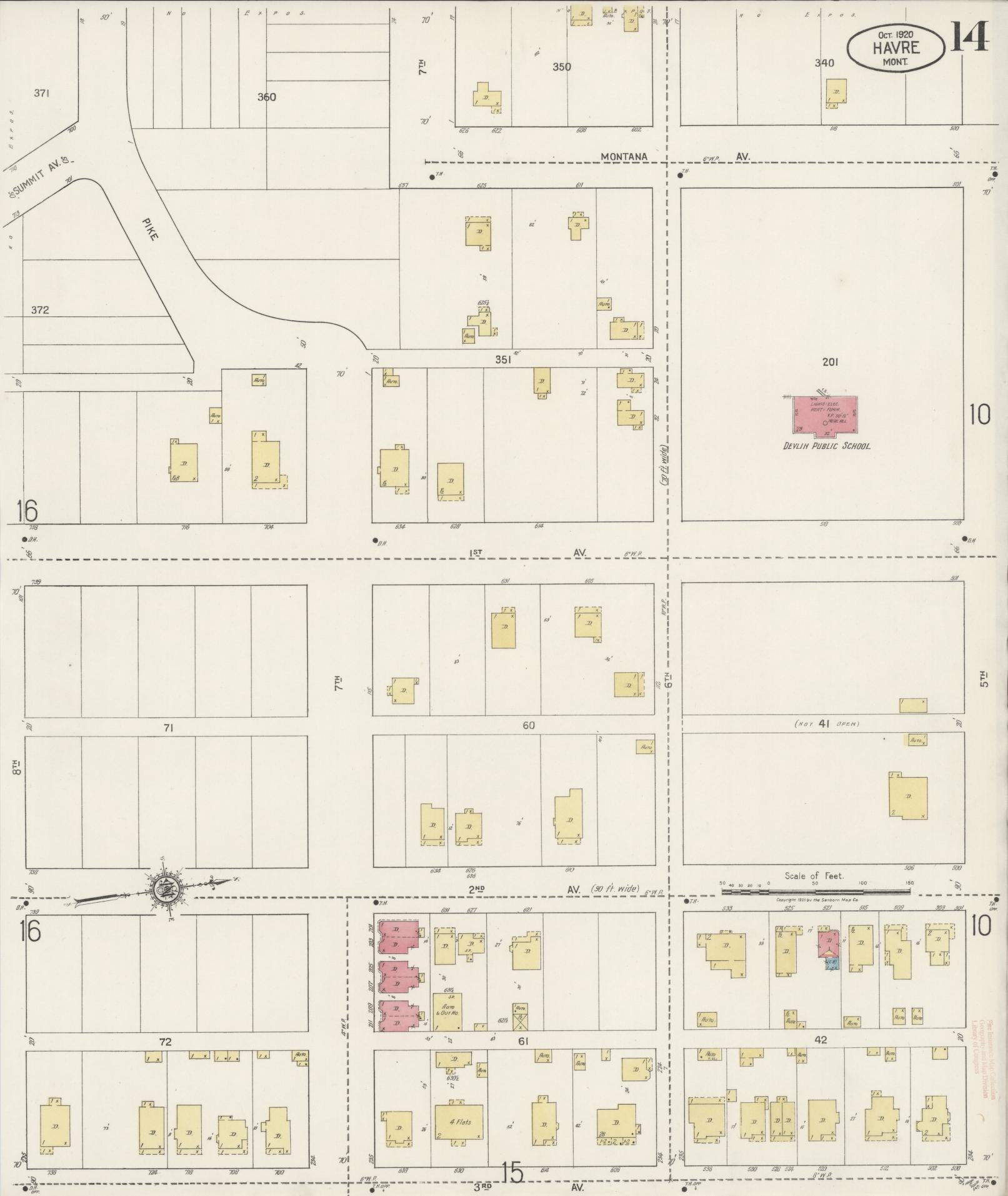 Sanborn Fire Insurance Map from Havre, Hill County, Montana (1920), Sheet #0014 - Complete Map Set gallery image, historic Sanborn map, vintage wall art, Montana Montana